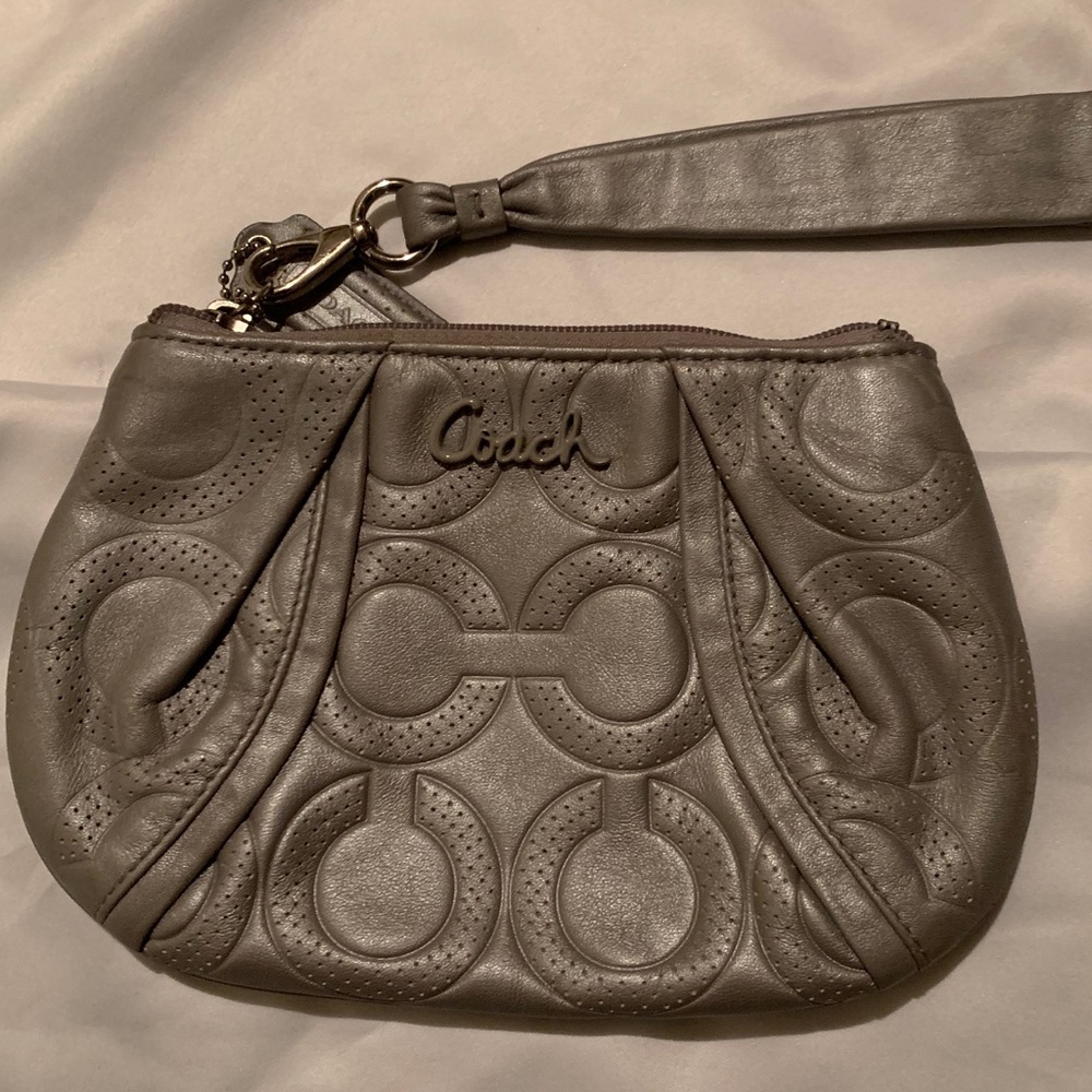 Coach Signature Pewter Wristlet